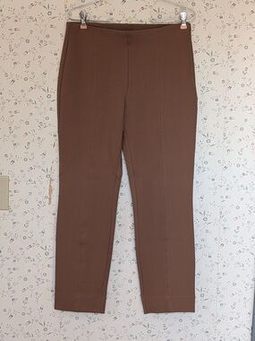 🤎 Quince L Slim Pull-On Ultra Stretch Ponte Pintuck Ankle Pants 2024 pecan